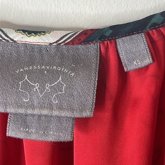 ANTHROPOLOGIE VANESSA VIRGINIA Persian Red Rose Patchwork Tassel Dress Size XS - Picture 7 of 16